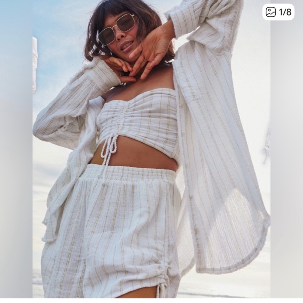 White and gold aerie shorts set